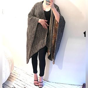 Avant-garde knit kimono poncho cape hybrid